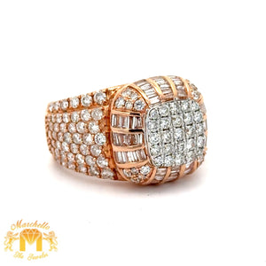 3.75ct diamonds 14k gold Men`s Ring with Round and Baguette Diamonds (choose your color)