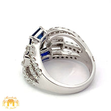 Load image into Gallery viewer, VVS/vs EF color high clarity diamonds set in a 18k White Gold Diamond Ring with Blue Sapphire Stone