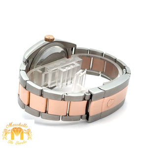 36mm Full Factory 18k Rose Gold Rolex Watch with Two-Tone Oyster Bracelet