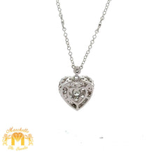 Load image into Gallery viewer, 14k White Gold and Diamond Heart Shaped Necklace with Round Diamonds