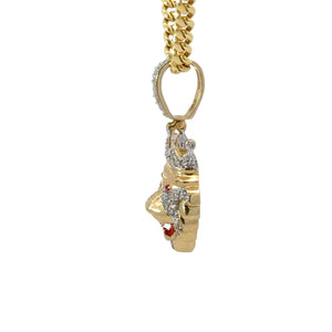 Yellow Gold and Diamond King Lion Pendant and Yellow Gold Chain