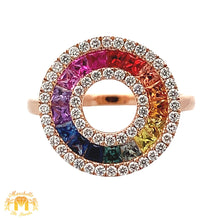 Load image into Gallery viewer, 18k Solid Rose Gold and VS clarity &amp; EF color diamonds Round Shaped Ring with Multicolored Sapphires
