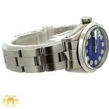 Load image into Gallery viewer, 26mm Ladies`Rolex Watch with Stainless Steel Oyster Bracelet (blue mother of pearl (MOP) diamond dial, smooth bezel)