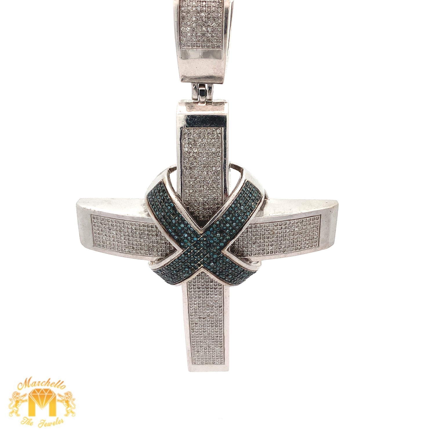 5ct Diamond 14k White Gold Cross Pendant with Round Diamonds