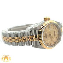 Load image into Gallery viewer, Full factory 26mm Ladies` Rolex Datejust Watch with Two-Tone Jubilee Bracelet (diamond dial, fluted bezel)