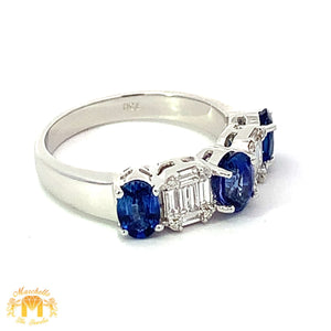 VVS/vs EF color high clarity diamonds set in a 18k Gold Celine Blue Sapphire Ring with Baguette Diamonds