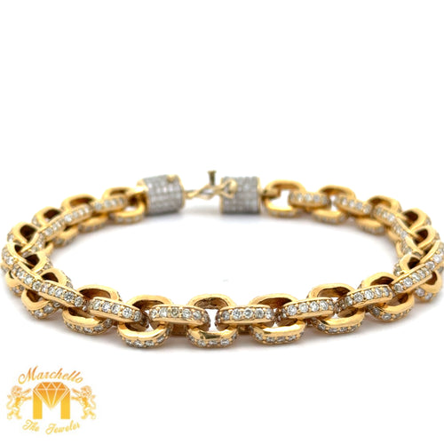12.30ct diamonds 14k Yellow Gold Fancy Link Bracelet with Round Diamonds