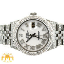 Load image into Gallery viewer, 4 piece deal: 36mm Rolex Diamond Watch with Stainless Steel Jubilee Band + White Gold &amp; Diamond Twin Square Bangle + Gold &amp; Diamond Flower Earrings + Gift (choose your color)