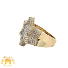 Load image into Gallery viewer, Yellow Gold and Diamond Star of David Ring with Baguette and Round Diamonds