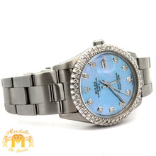Load image into Gallery viewer, 34mm Rolex Diamond Watch with Stainless Steel Oyster Bracelet (Mother of pearl diamond dial)