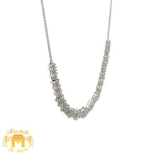 Load image into Gallery viewer, 14k white gold and diamond V shape Flower design Fancy Necklace