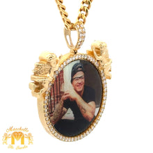 Load image into Gallery viewer, 14k Yellow Gold and Diamond Picture Pendant and Yellow Gold Cuban Link Chain Set