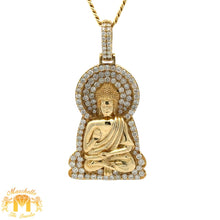 Load image into Gallery viewer, 14k yellow gold and diamond Buddha Pendant and Yellow Gold Cuban Chain