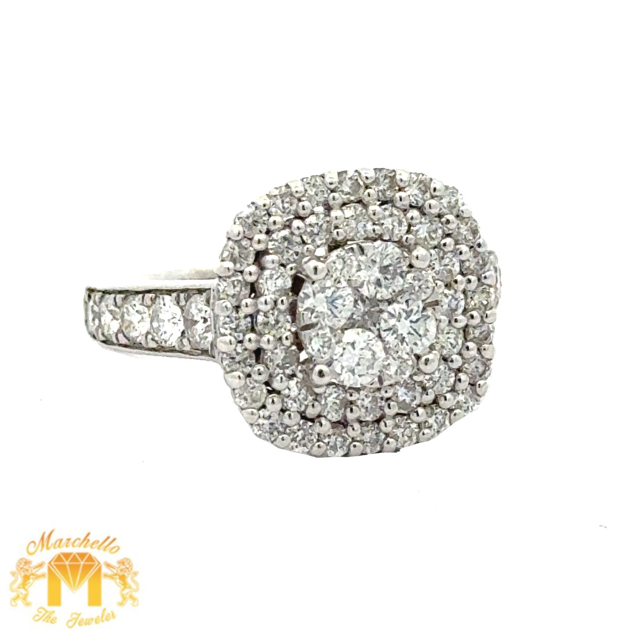 14k White Gold and Diamond Ladies` Ring with Round Diamonds