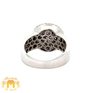 White Gold and Diamond Round Shape Men`s Ring