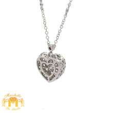 Load image into Gallery viewer, 14k White Gold and Diamond Heart Shaped Necklace with Round Diamonds