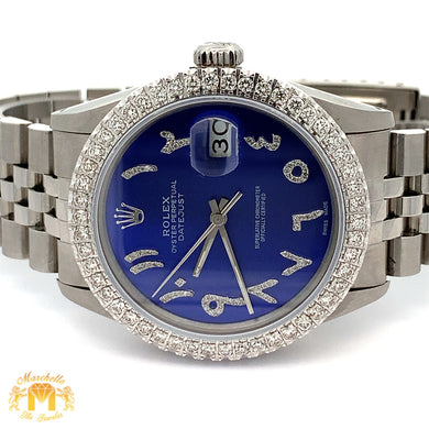 36mm Rolex Diamond Watch with Stainless Steel Jubilee Bracelet (Navy blue dial with diamonds)