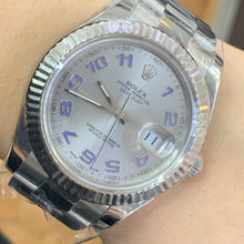 Load image into Gallery viewer, 41mm Rolex Watch with Stainless Steel Oyster Bracelet (silver Arabic dial, fluted bezel) (Model number: 116334)