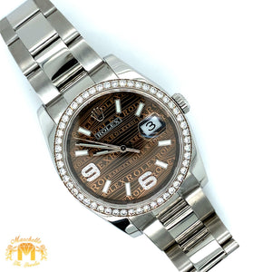 Full factory 36mm Diamond Rolex Watch with Stainless Steel Oyster Band