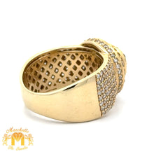 Load image into Gallery viewer, 3.28ct diamonds 14k Yellow Gold Cake Men`s Ring with Round Diamonds