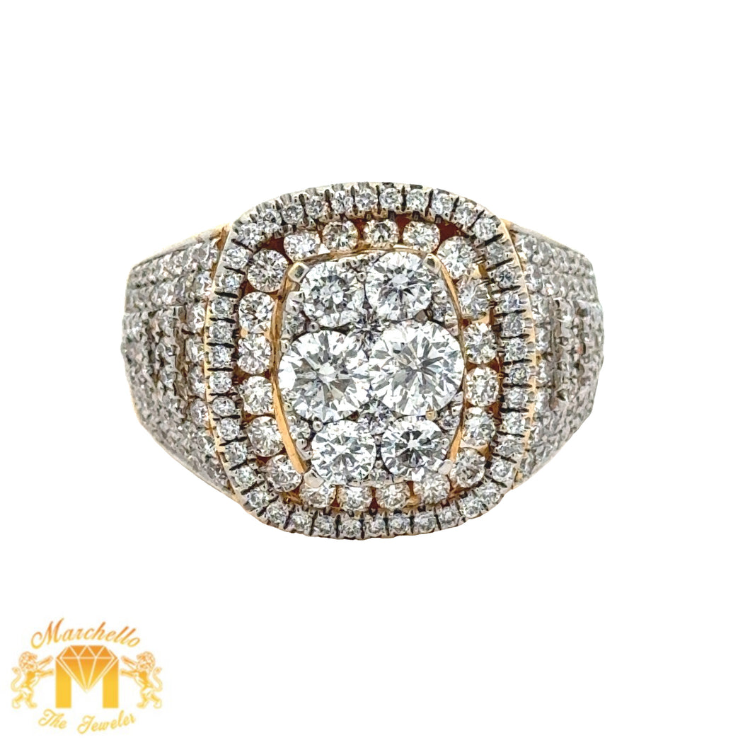 3.90ct diamonds 14k Yellow Gold Men`s Ring with Round Diamonds