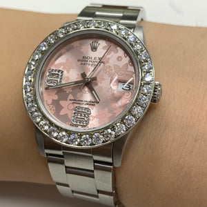 31mm Rolex Watch with Stainless Steel Oyster Bracelet (custom diamond dial and bezel)