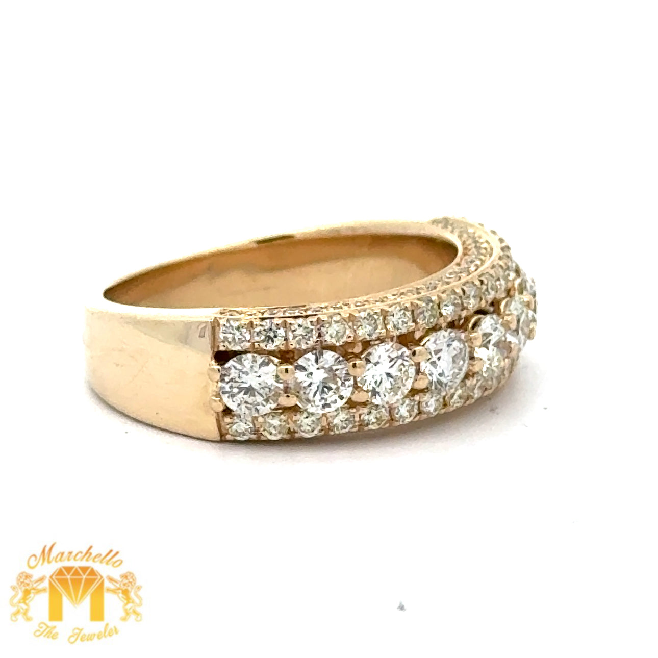 14k Yellow Gold and Diamond Wedding Band with Round Diamonds