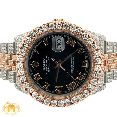 36mm Iced out Rolex Datejust Watch with Two-Tone Jubilee bracelet
