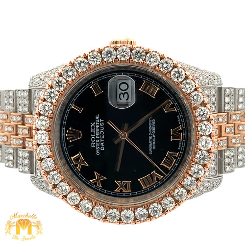 36mm Iced out Rolex Datejust Watch with Two-Tone Jubilee bracelet