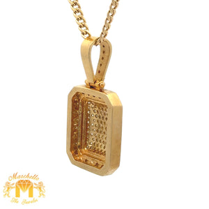 3ct diamonds Yellow Gold Pendant and Yellow Gold Cuban Link Chain