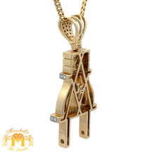 Load image into Gallery viewer, 14k Yellow Gold and Diamond Plug Pendant and 14k Yellow Gold Cuban Link Chain Set