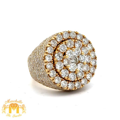 10.91ct diamonds 14k Yellow Gold Men`s Ring with Large Round Diamonds