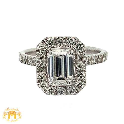 VVS clarity G color diamonds GIA certified 18k White Gold Emerald Cut Ring