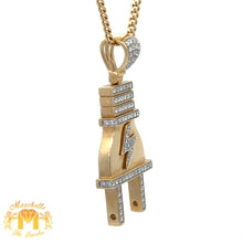 Load image into Gallery viewer, 14k Yellow Gold and Diamond Plug Pendant and 14k Yellow Gold Cuban Link Chain Set