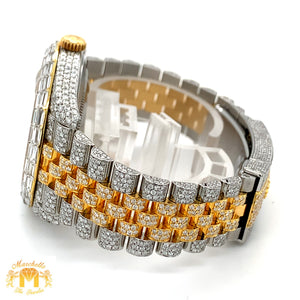 Iced out 41mm Rolex Datejust Watch with Two-tone Jubilee Bracelet