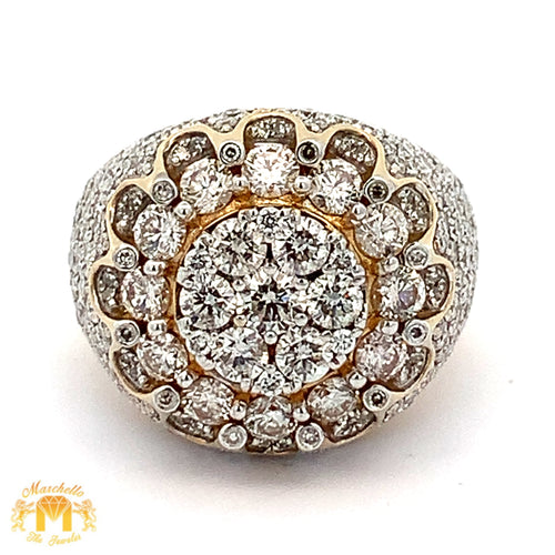 5.30ct Diamond 10k Yellow Gold Flower Shape Ring with Round Diamonds