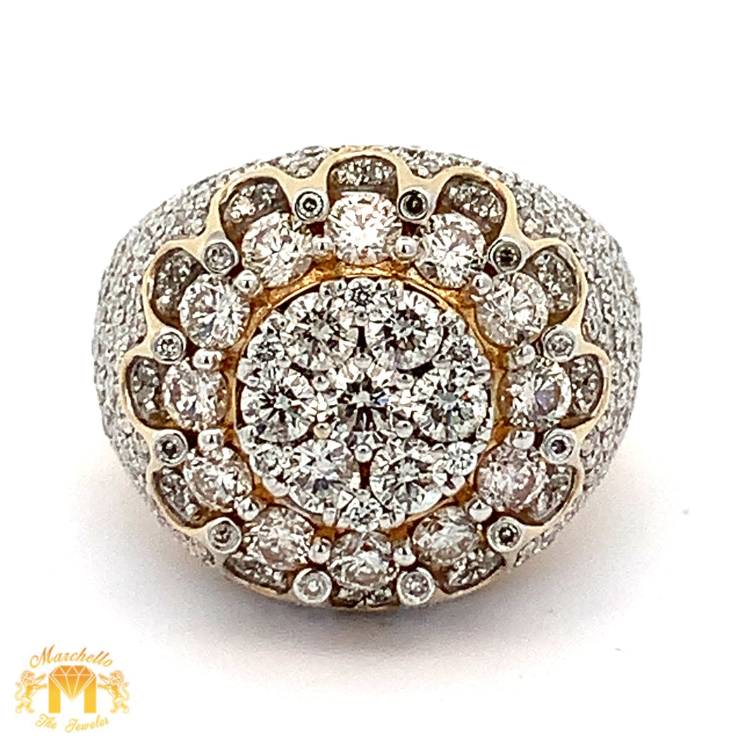 5.30ct Diamond 10k Yellow Gold Flower Shape Ring with Round Diamonds