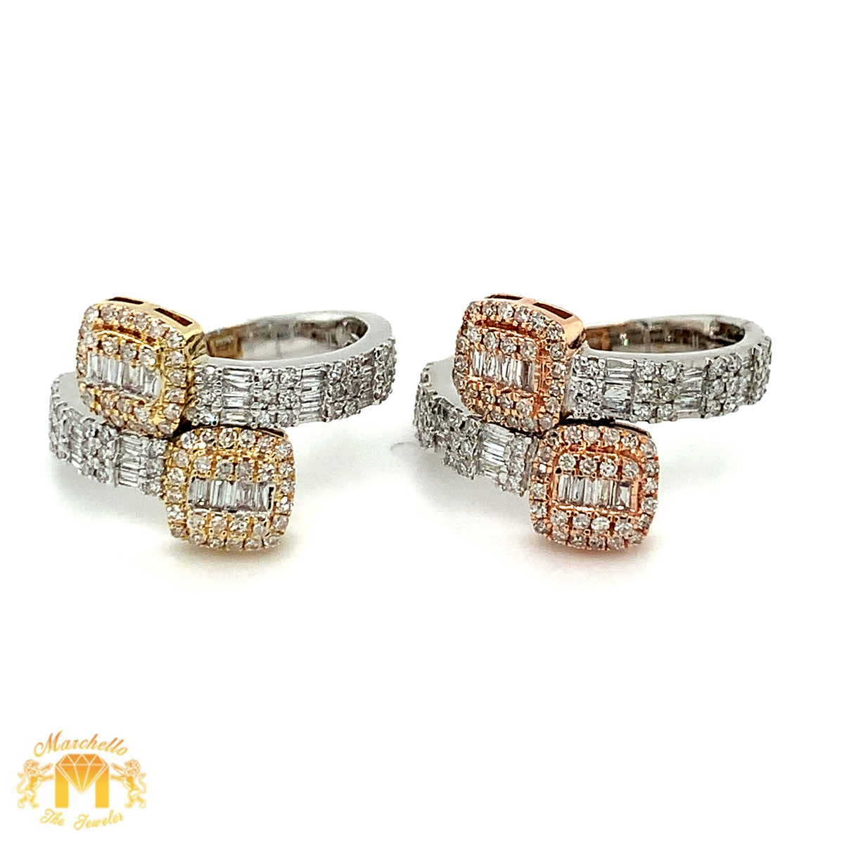 Two Square Ring Two-tone Gold and Diamond Twin Squares Ladies` Ring(choose a color) – MTJ