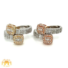 Load image into Gallery viewer, Two-tone Gold and Diamond Twin Squares Ladies` Ring(choose a color)