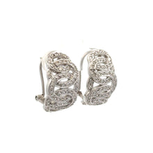 Load image into Gallery viewer, 14k white gold and diamond Hoop Earrings with Round Diamonds