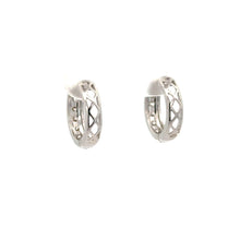 Load image into Gallery viewer, 14k white gold and diamond Hoop Earrings with Round Diamonds