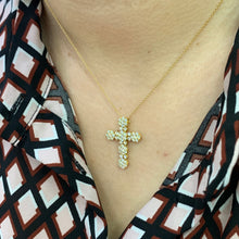 Load image into Gallery viewer, 18k yellow gold and diamond cross Pendant and Yellow Gold Chain