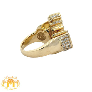 14k Yellow Gold and Diamond Allah Ring