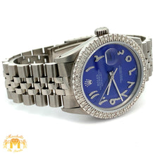 Load image into Gallery viewer, 36mm Rolex Diamond Watch with Stainless Steel Jubilee Bracelet (Navy blue dial with diamonds)
