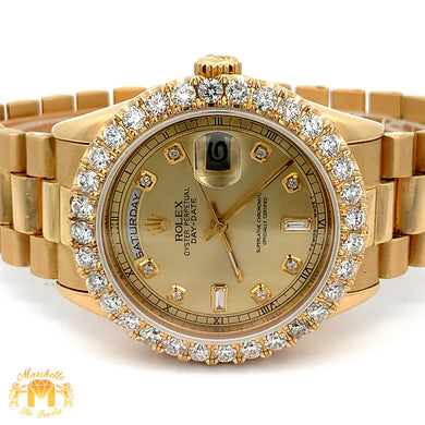 36mm 18k gold Rolex Presidential Watch (diamond bezel and dial, quick-set)