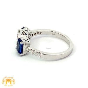 VVS/vs EF color high clarity diamonds set in a 18k White Gold Celine Diamond Ring with Blue Sapphire Stone