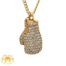 Load image into Gallery viewer, 3.80ct diamonds 14k Yellow Gold Boxing Glove and 14k Yellow Gold Cuban Link Chain