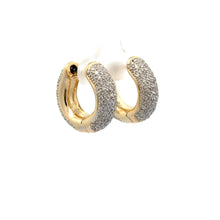 Load image into Gallery viewer, 14k yellow gold and diamond Hoop Earrings with Round Diamonds