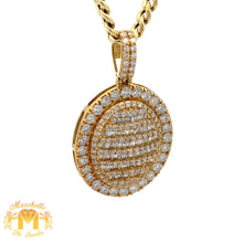 Load image into Gallery viewer, 14k Yellow Gold and Diamond Oval Shaped Pendant and 14k Yellow Gold Cuban Link Chain Set