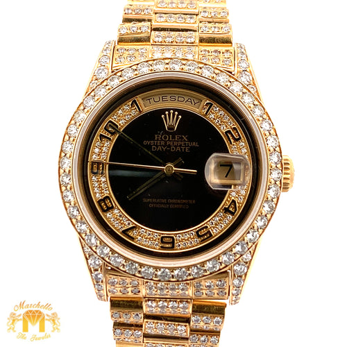 Iced out 36mm 18k gold Rolex Presidential Watch (quick-set)